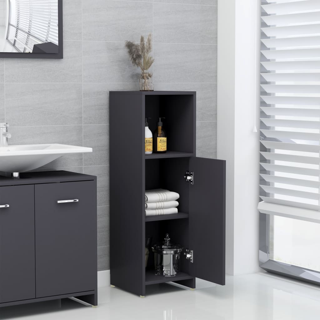 

vidaXL Badkamerkast 30x30x95 cm spaanplaat grijs