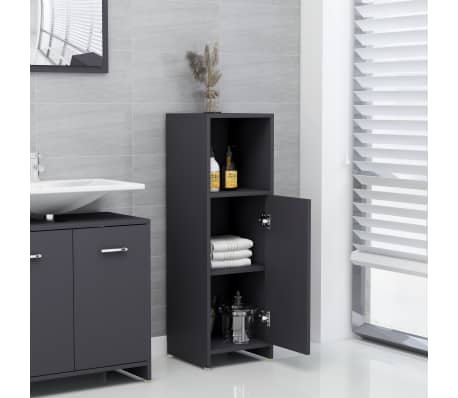 vidaXL Bathroom Cabinet Grey 30x30x95 cm Engineered Wood