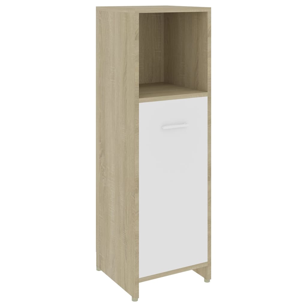 

vidaXL Bathroom Cabinet White and Sonoma Oak 11.8"x11.8"x37.4" Engineered Wood