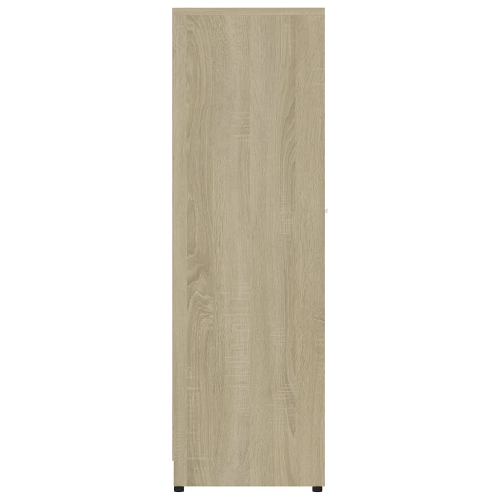 Badezimmerschrank Weiß und Sonoma-Eiche 30x30x95 cm Spanplatte