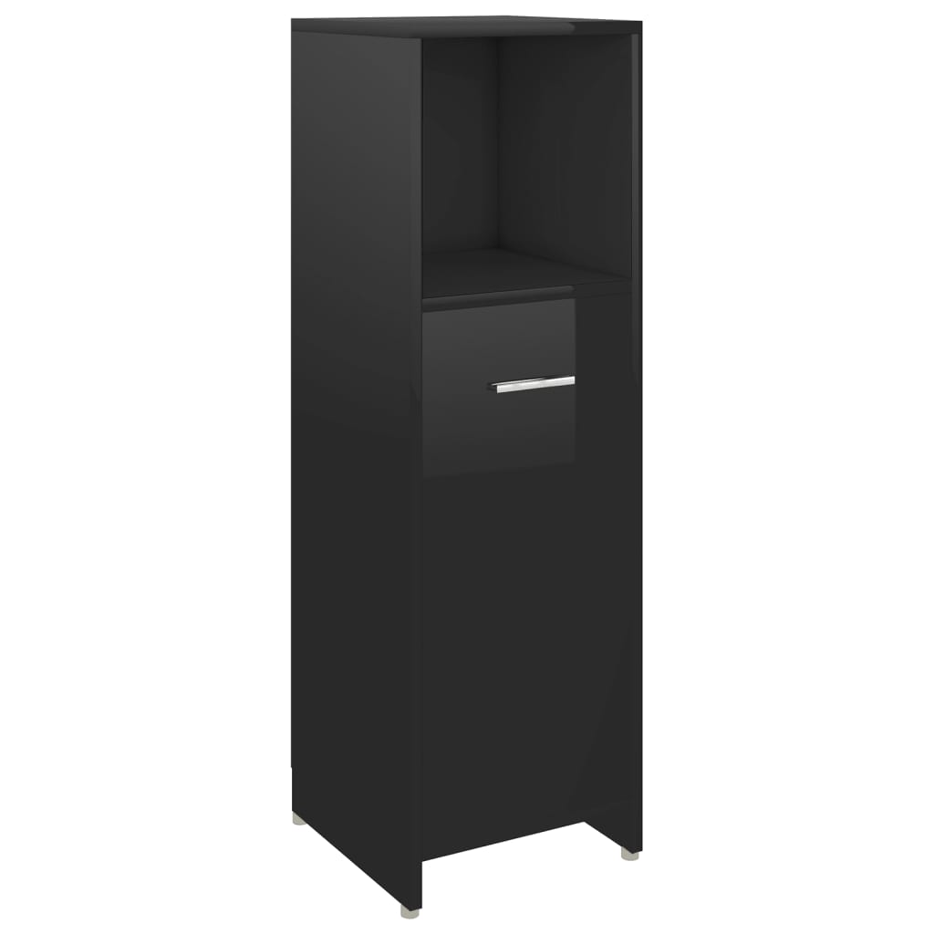 

vidaXL Bathroom Cabinet High Gloss Black 11.8"x11.8"x37.4" Chipboard
