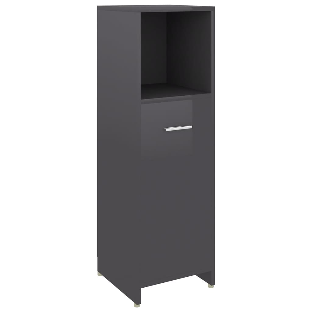 

vidaXL Bathroom Cabinet High Gloss Gray 11.8"x11.8"x37.4" Engineered Wood