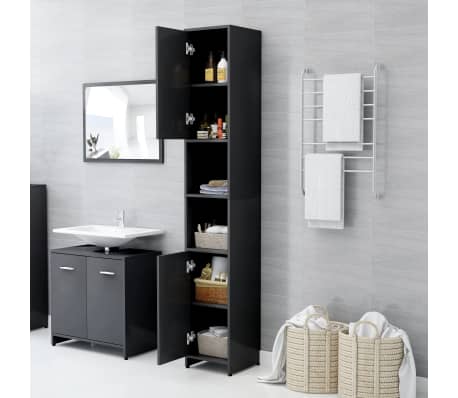 vidaXL Bathroom Cabinet Grey 30x30x183.5 cm Engineered Wood