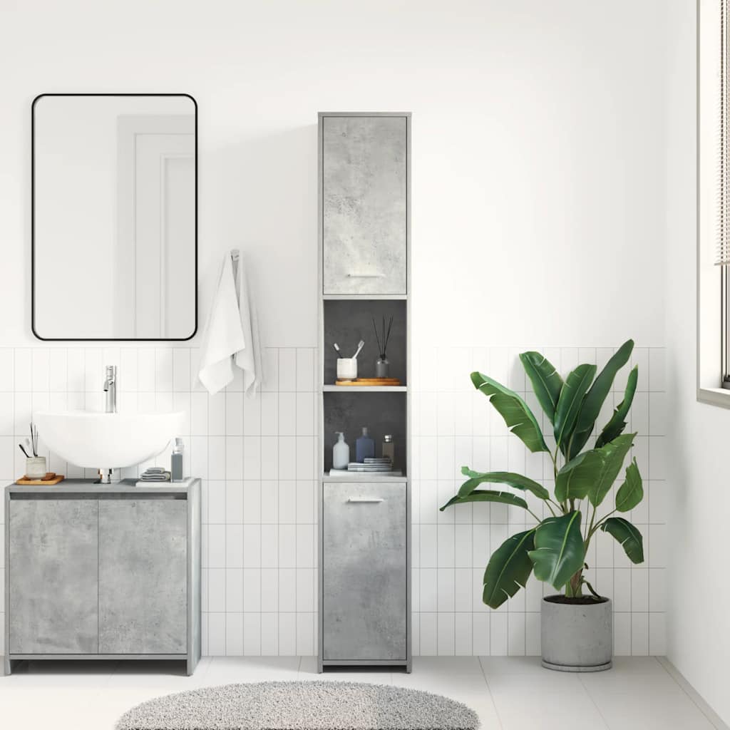 

vidaXL Badkamerkast 30x30x183,5 cm spaanplaat betongrijs