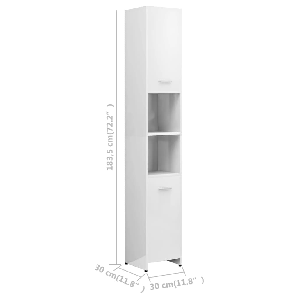 Badezimmerschrank Hochglanz-Weiß 30x30x183,5 cm Spanplatte