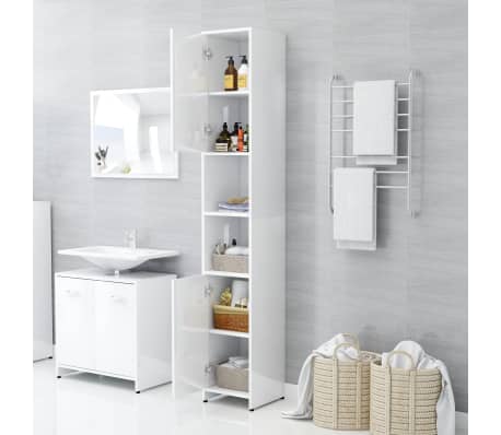 vidaXL Armoire de salle de bain Blanc brillant Bois d'ingénierie