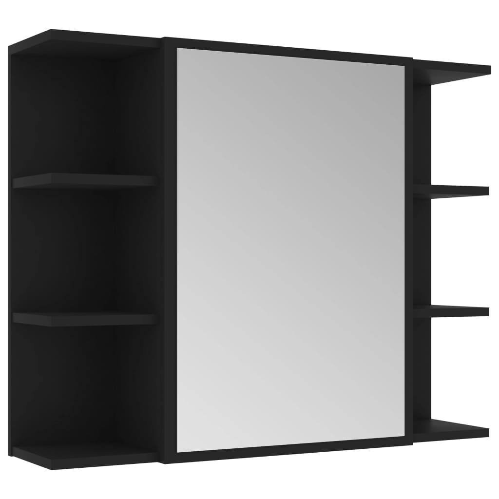 Bad-Spiegelschrank Schwarz 80×20,5×64 cm Spanplatte