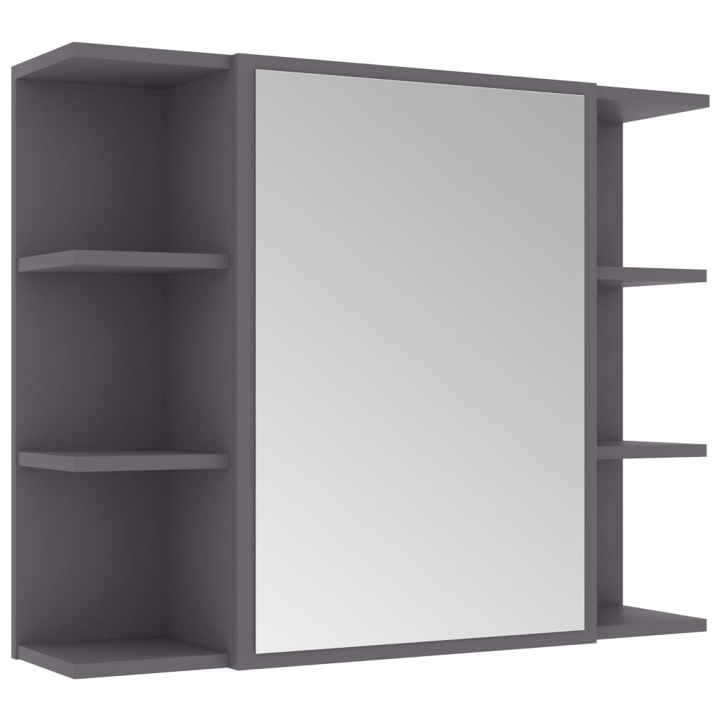 Bad-Spiegelschrank Grau 80×20,5×64 cm Spanplatte