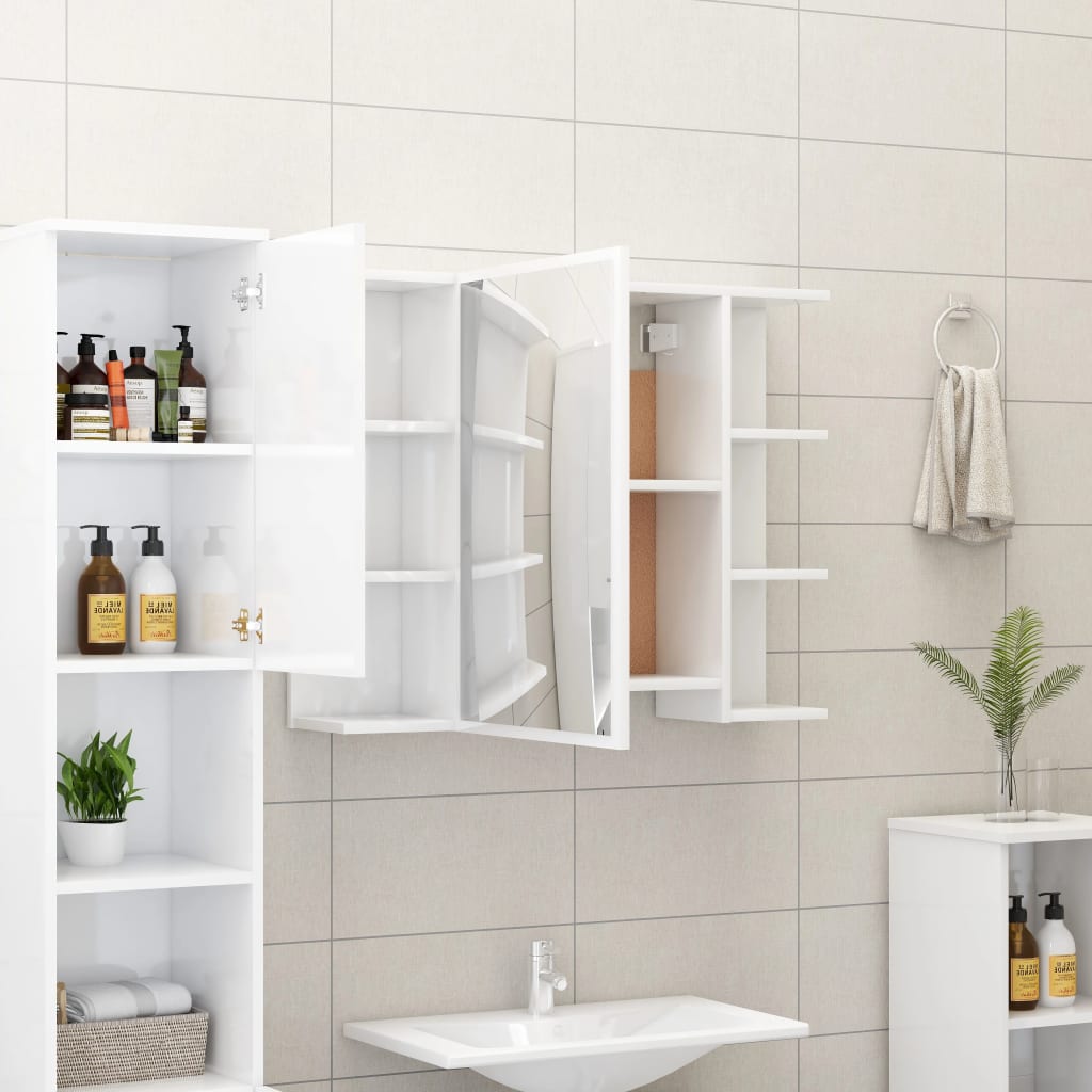 

vidaXL Badkamerspiegelkast 80x20,5x64 cm spaanplaat hoogglans wit
