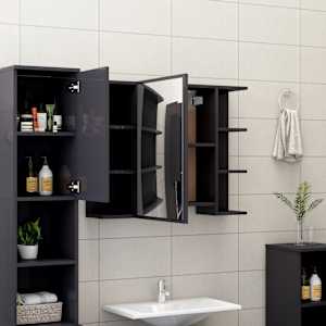 vidaXL Mirror Cabinet with Shelf High gloss grey 80 x 20.5 x 64 cm