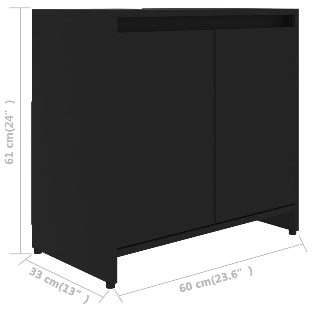 Badezimmerschrank Schwarz 60x33x61 cm Spanplatte