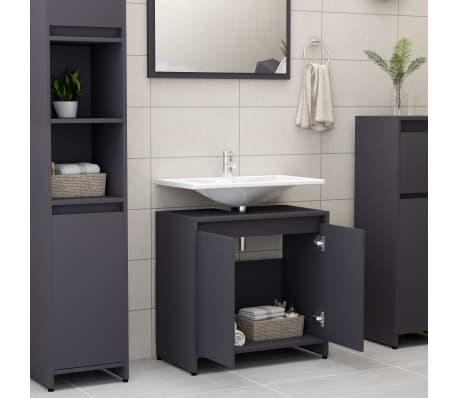 vidaXL Bathroom Cabinet Gray 23.6"x13"x24" Engineered Wood