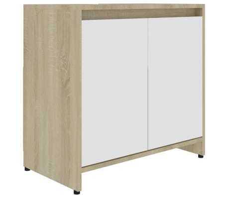 vidaXL Bathroom Cabinet White and Sonoma Oak 23.6"x13"x24" Engineered Wood