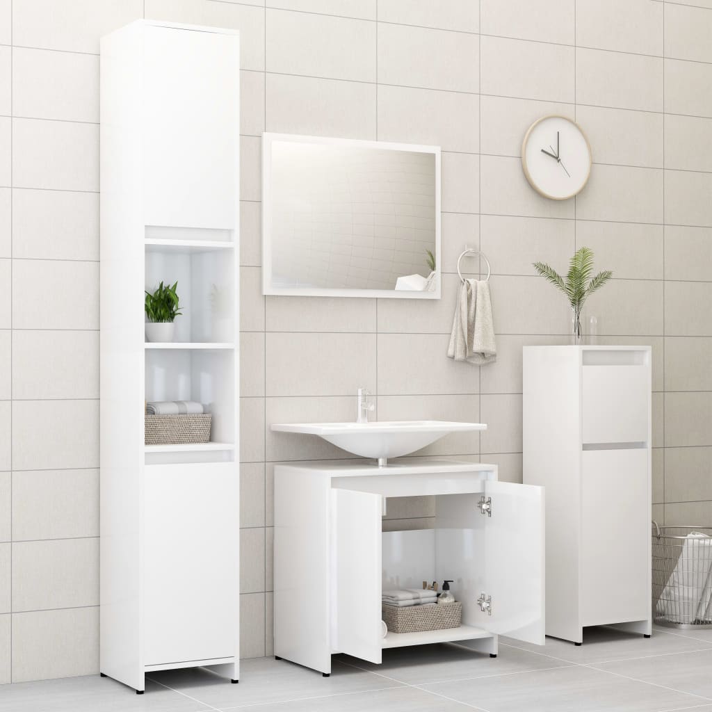 Badezimmerschrank Hochglanz-Weiß 60x33x61 cm Spanplatte