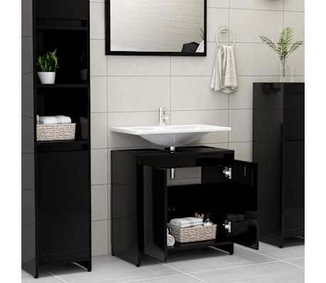 vidaXL Kupaonski ormarić sjajni crni 60 x 33 x 61 cm konstruirano drv