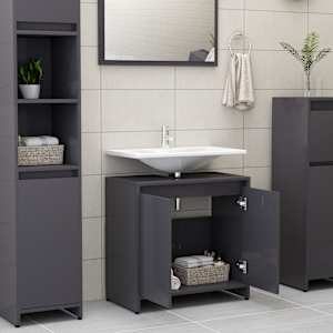 vidaXL Vonios kambario spintelė, pilka, 60x33x61cm, MDP, ypač blizgi