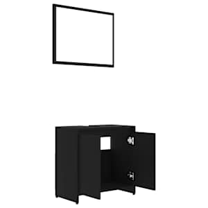 Set koupelnového nábytku černý dřevotříska - obrázek 3