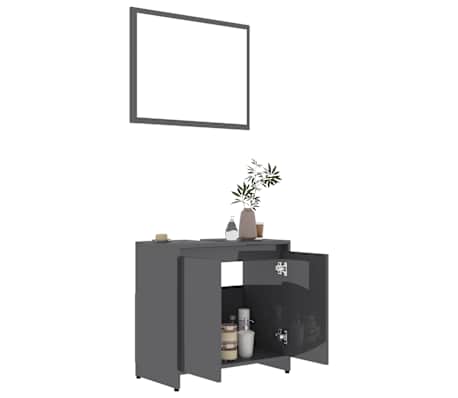 vidaXL Bathroom Furniture Set Grey Engineered Wood