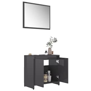 vidaXL Bathroom Furniture Set High Gloss Grey Engineered Wood
