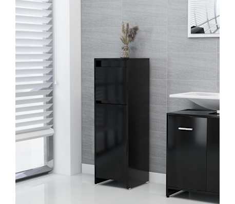 vidaXL خزانة حمام لون أسود 30&times;30&times;95 سم خشب صناعي