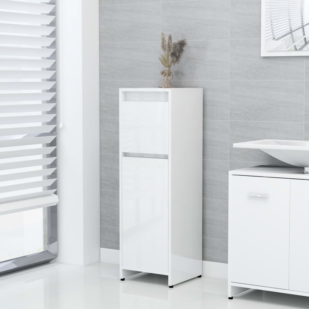 Badezimmerschrank Hochglanz-Weiß 30x30x95 cm Holzwerkstoff-1