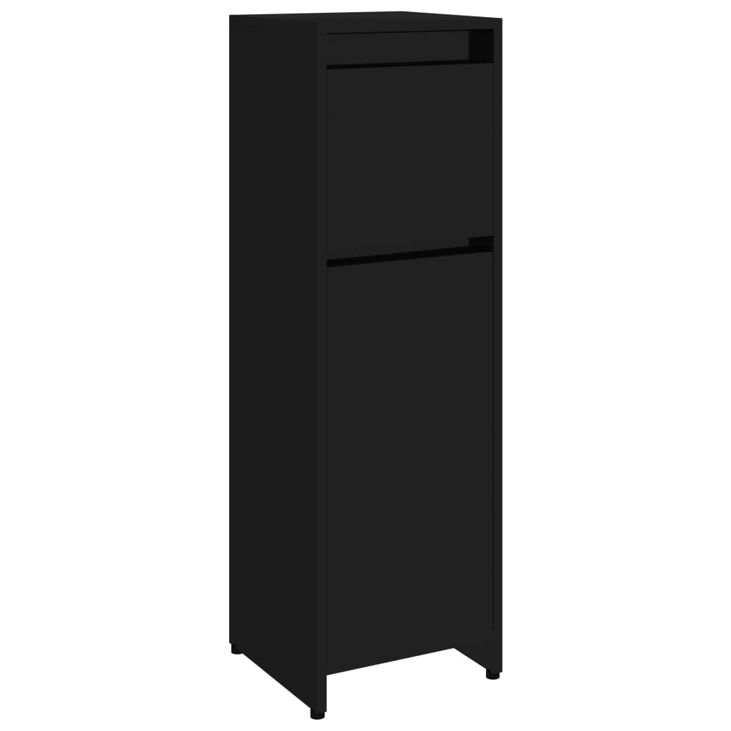 

vidaXL Bathroom Cabinet High Gloss Black 11.8"x11.8"x37.4" Engineered Wood