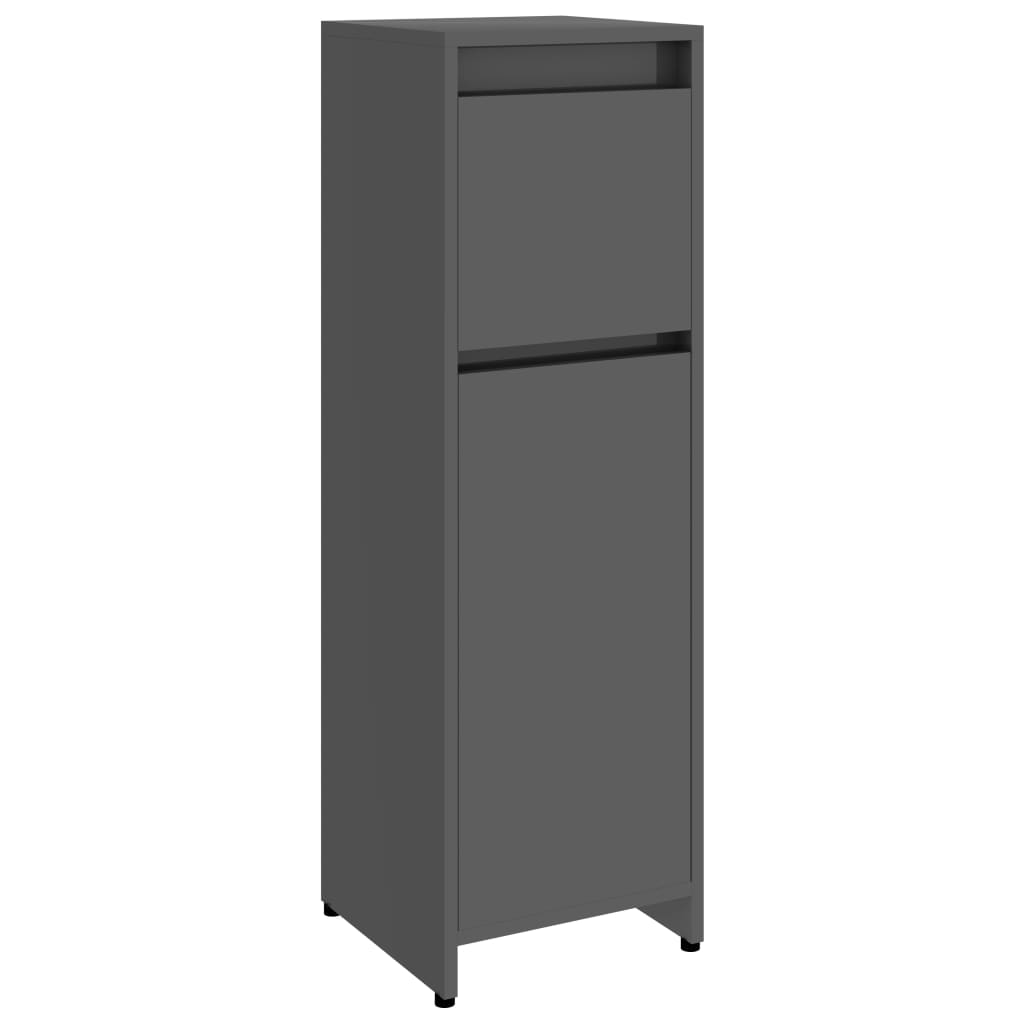 

vidaXL Bathroom Cabinet High Gloss Gray 11.8"x11.8"x37.4" Engineered Wood