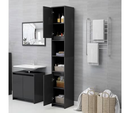 vidaXL Bathroom Cabinet Grey 30x30x183.5 cm Engineered Wood