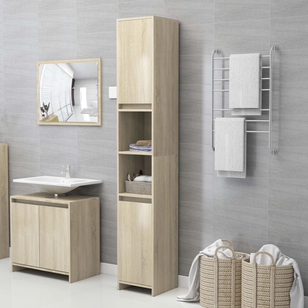 vidaXL Armoire de salle de bain Chêne sonoma 30x30x183,5 cm Aggloméré