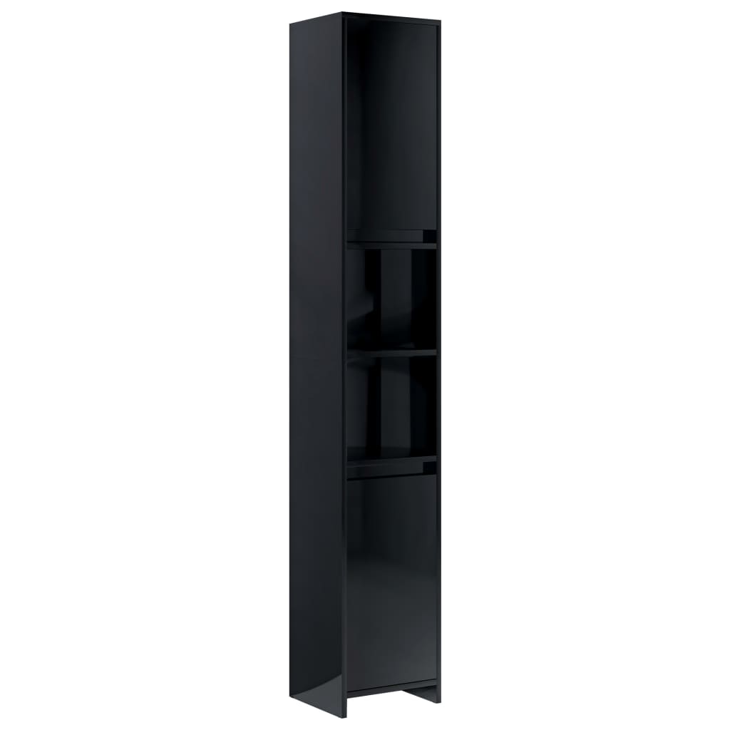 

vidaXL Bathroom Cabinet High Gloss Black 11.8"x11.8"x72.2" Chipboard