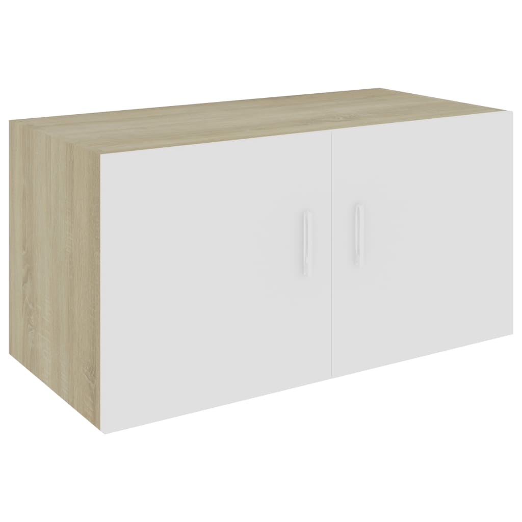 

vidaXL Wall Mounted Cabinet White and Sonoma Oak 31.5"x15.4"x15.7" Chipboard