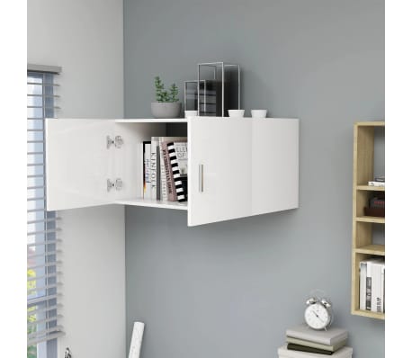 vidaXL Ντουλάπι Επιτοίχιο Γυαλιστερό Λευκό 80x39x40 εκ. από Επεξ. Ξύλο