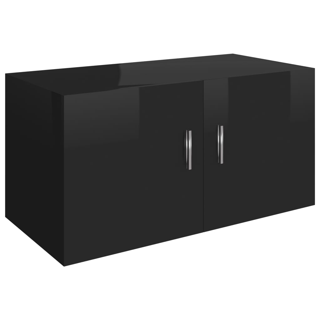 

vidaXL Wall Mounted Cabinet High Gloss Black 31.5"x15.4"x15.7" Chipboard