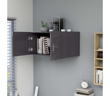 vidaXL Wall Mounted Cabinet High Gloss Gray 31.5"x15.4"x15.7" Engineered Wood