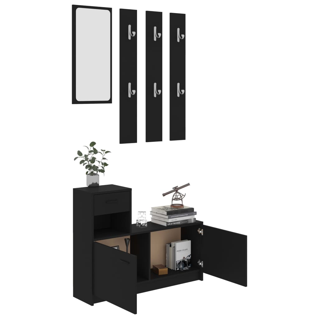 vidaXL Hallway Unit Black 100x25x76.5 cm Engineered Wood