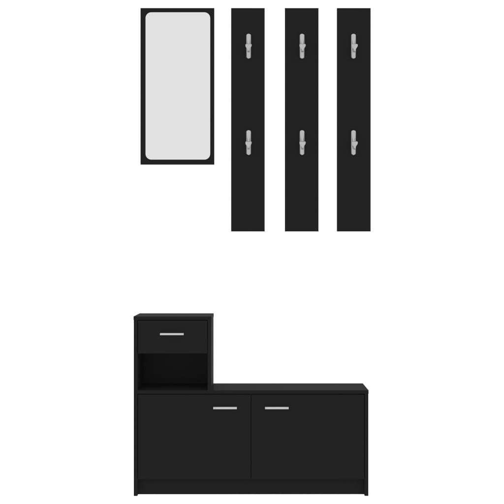 vidaXL Hallway Unit Black 39.4"x9.8"x30.1" Chipboard