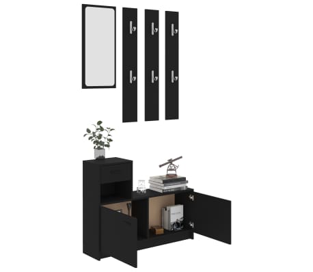 vidaXL Hallway Unit Black 100x25x76.5 cm Engineered Wood