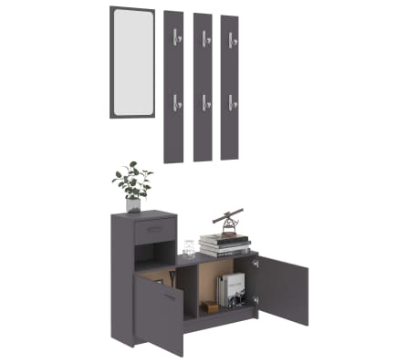 vidaXL Unit&eacute; de couloir Gris 100x25x76,5 cm Agglom&eacute;r&eacute;