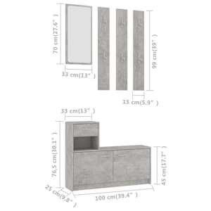 Nábytek do předsíně betonově šedý 100x25x76,5 cm dřevotříska - obrázek 7
