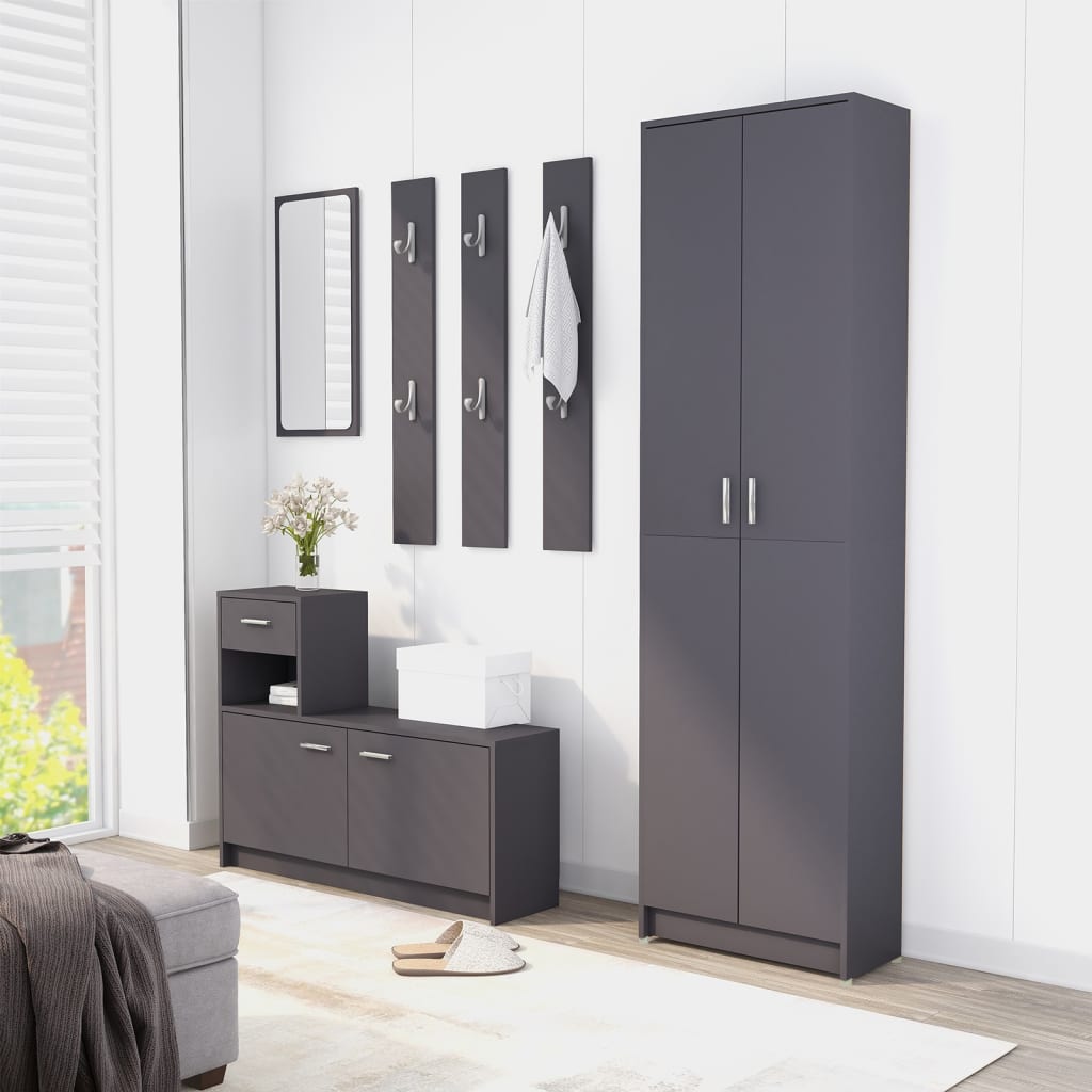 vidaXL Hallway Wardrobe Gray 21.7"x9.8"x74.4" Engineered Wood