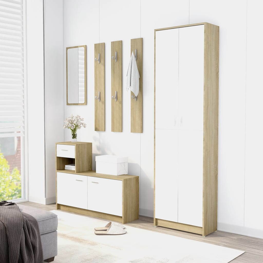 

vidaXL Gangkast 55x25x189 cm spaanplaat wit en sonoma eikenkleurig