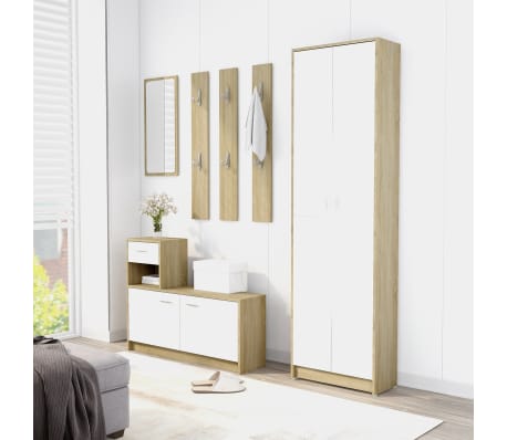 vidaXL Hallway Wardrobe White and Sonoma Oak 55x25x189 cm Engineered Wood