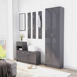 vidaXL Ντουλάπα Διαδρόμου Γυαλιστερό Γκρι 55x25x189 εκ. Μοριοσανίδα