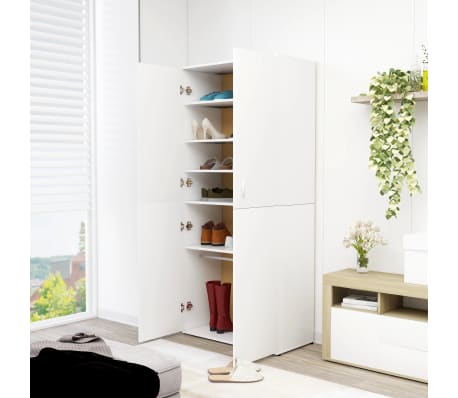 vidaXL Παπουτσοθήκη Λευκή 80 x 39 x 178 εκ. από Επεξ. Ξύλο