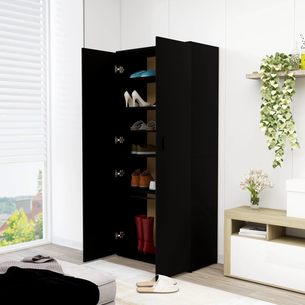 

vidaXL Schoenenkast 80x39x178 cm spaanplaat zwart