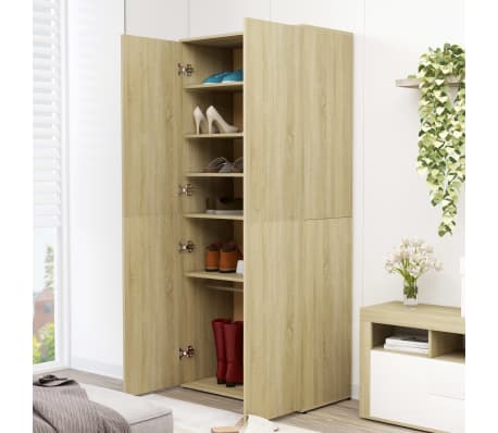 vidaXL Skosk&aring;p sonoma-ek 80x39x178 cm konstruerat tr&auml;