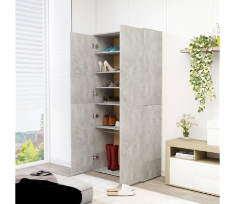 vidaXL Shoe Cabinet Concrete Grey 80x39x178 cm Engineered Wood