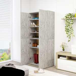 vidaXL Shoe Cabinet Concrete Grey 80x39x178 cm Engineered Wood