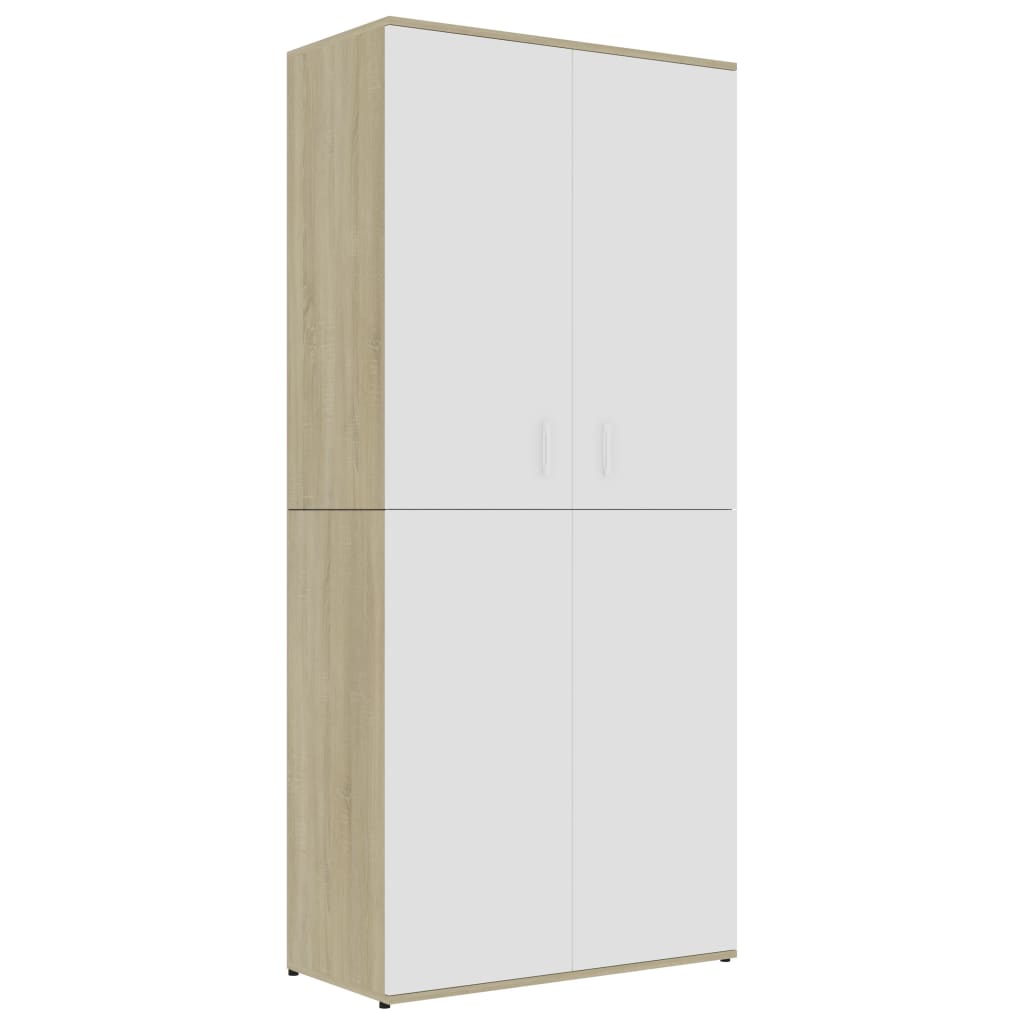 

vidaXL Shoe Cabinet White and Sonoma Oak 31.5"x15.4"x70.1" Engineered Wood