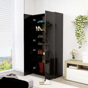 vidaXL Shoe Cabinet High Gloss Black 80x39x178 cm Engineered Wood